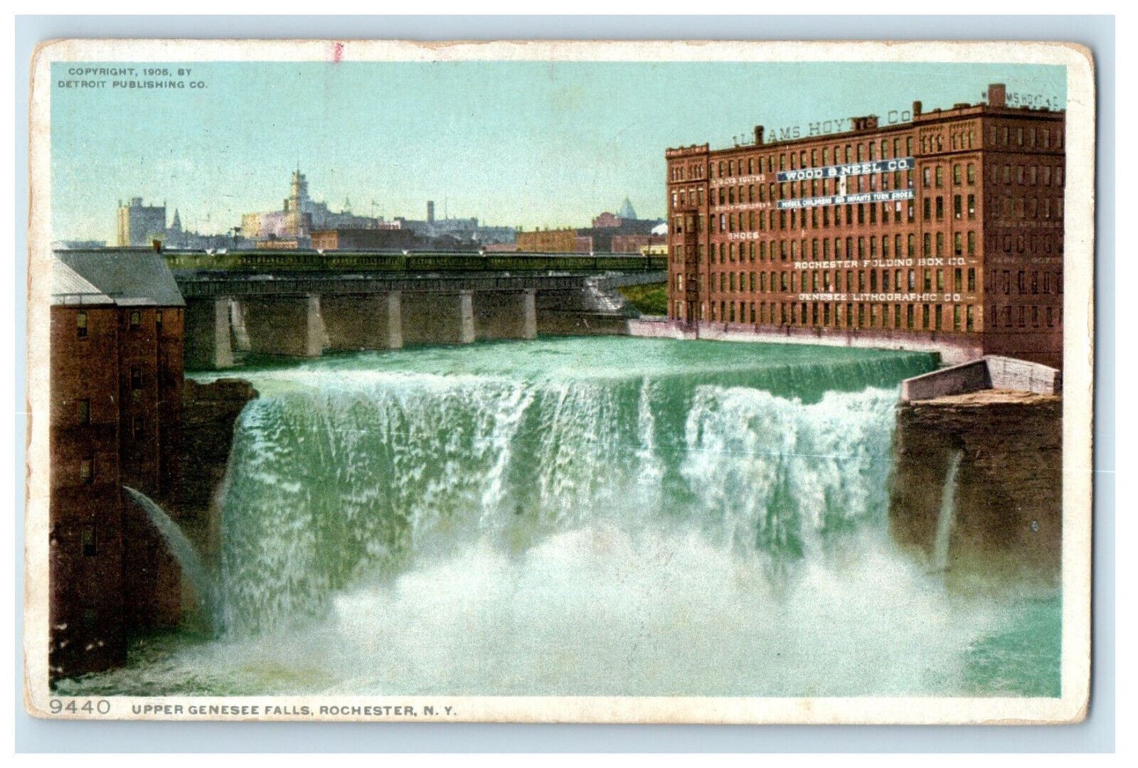 1911 Upper Genesee Falls, Rochester New York NY Posted Phostint Postcard