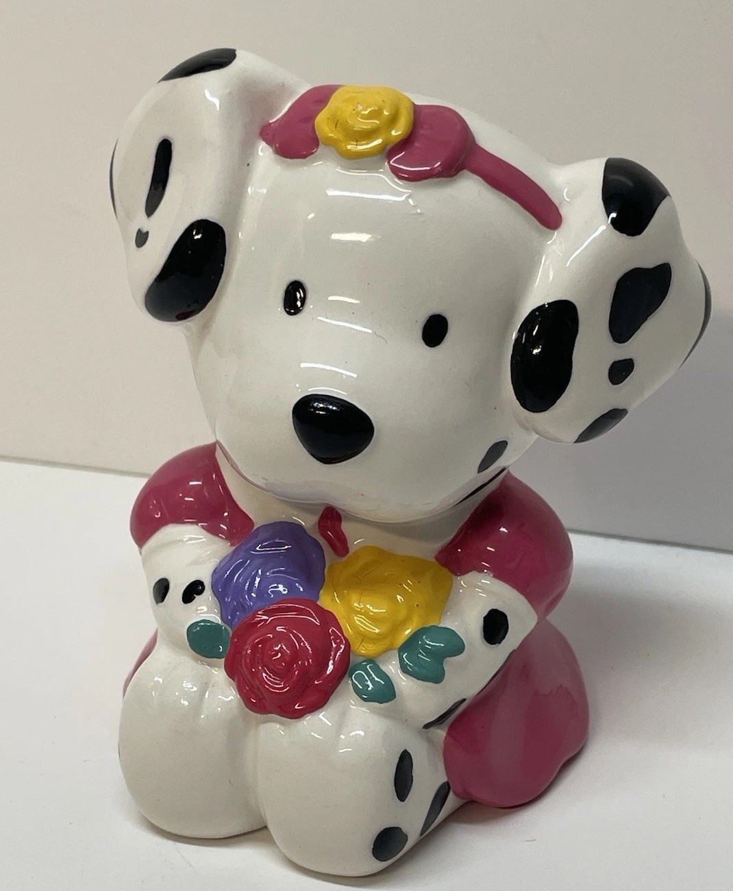 Vtg Sanrio Spottie Dottie Dog Coin Bank Ceramic Flowers Hello Kitty 1990s RARE Vtg Sanrio Spottie Dottie Dog Coin Bank Ceramic Flowers Hello Kitty 1990s RARE