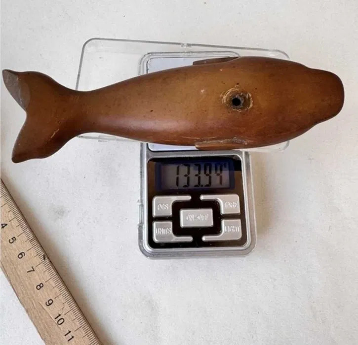 Vintage Bakelite Fish Whale Figurine Figural Sculpture Art Deco Amber Color 133g