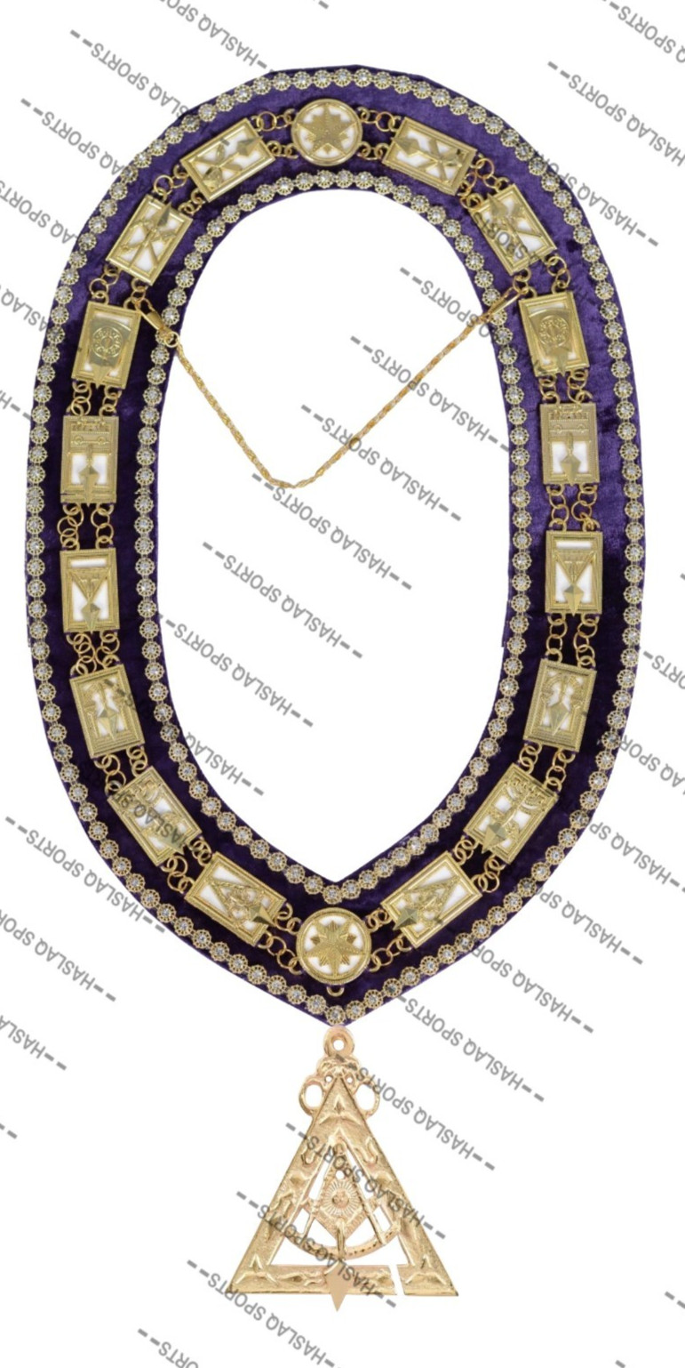 Past Illustrious Master Chain Collar & jewel Gold Plated Royal Select Masons RSM