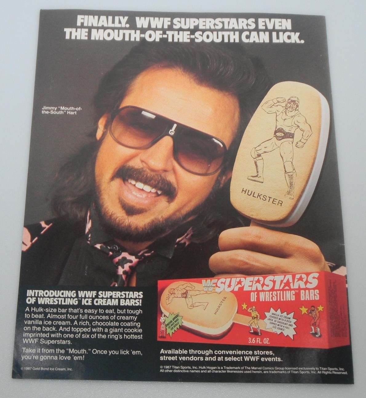 1987 WWF Hulk Hogan Junkyard Dog Wrestling Superstars Ice Cream Bars Magazine Ad