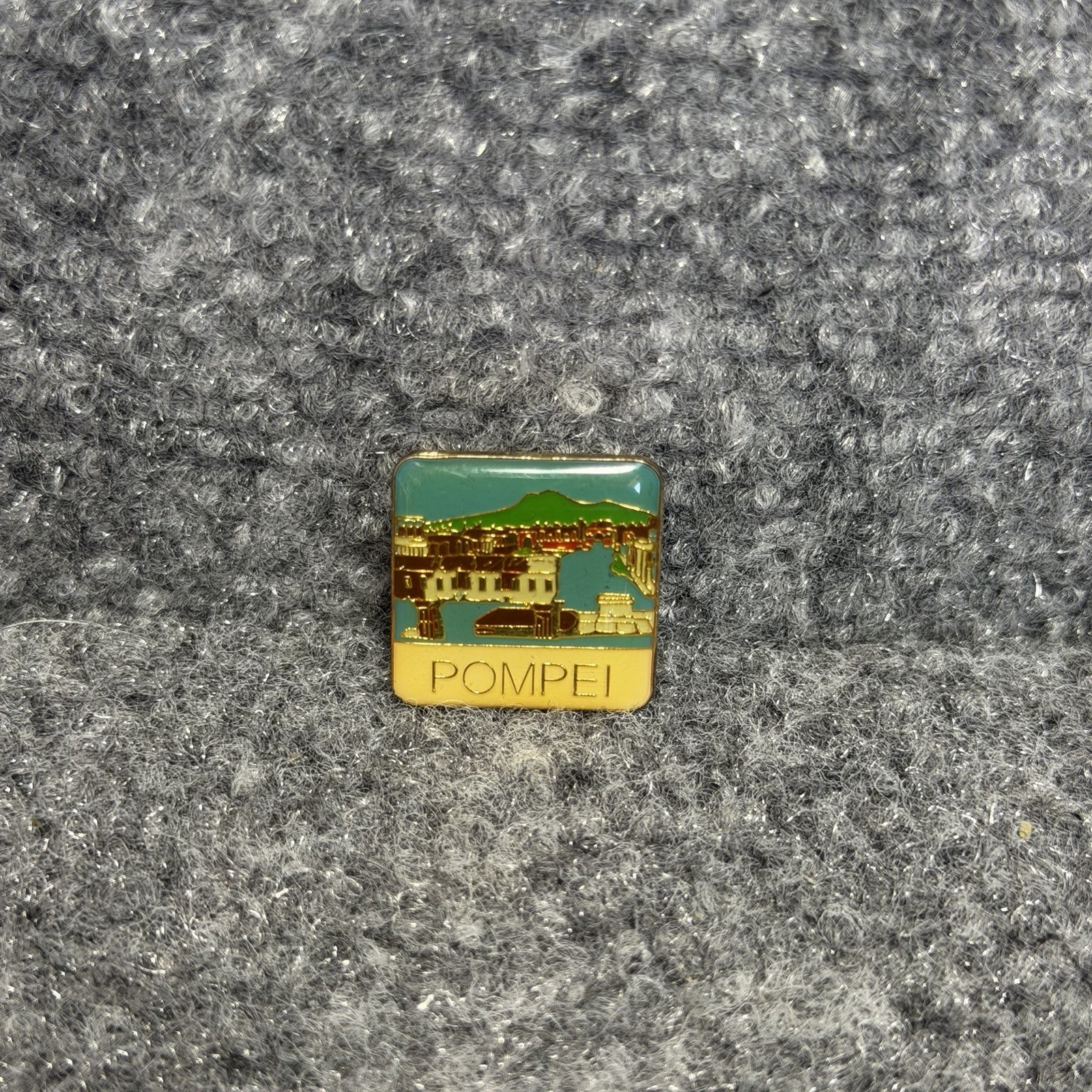 Vintage Pompei Italy Italia Pin Square - Mountains City Port Enamel Lapel Pin Vintage Pompei Italy Italia Pin Square - Mountains City Port Enamel Lapel Pin