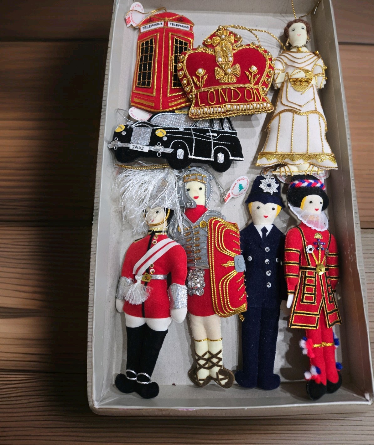 Lot Of 8 St. Nicolas London Christmas Ornaments Handmade British Royal Souvenir.