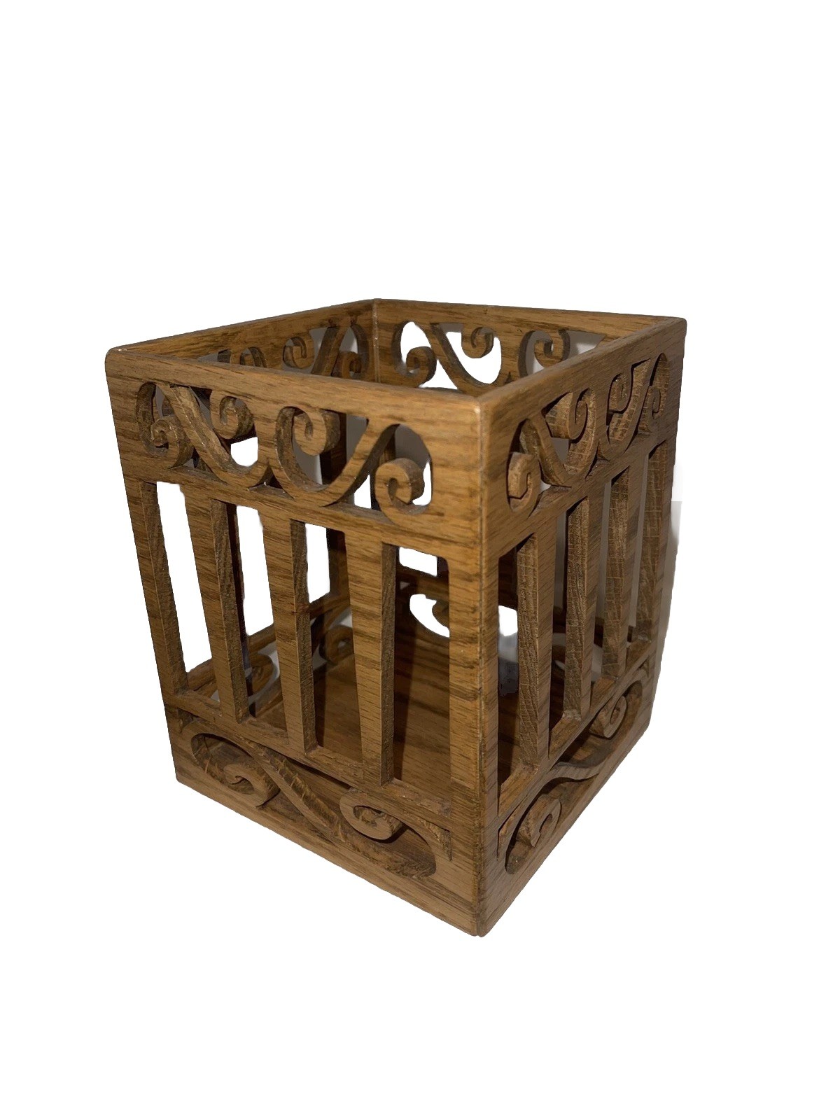 Nice Vintage Wood Laser Cut Organizer Open Box Nice Vintage Wood Laser Cut Organizer Open Box