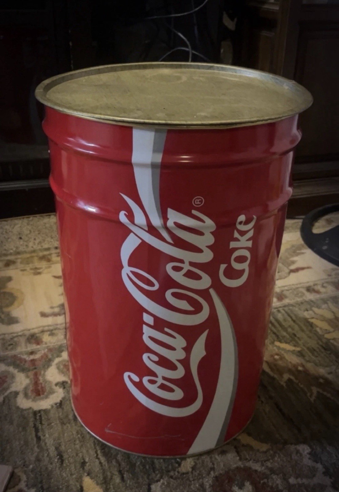 RARE Coca Cola metal storage bin seat trash can 17\