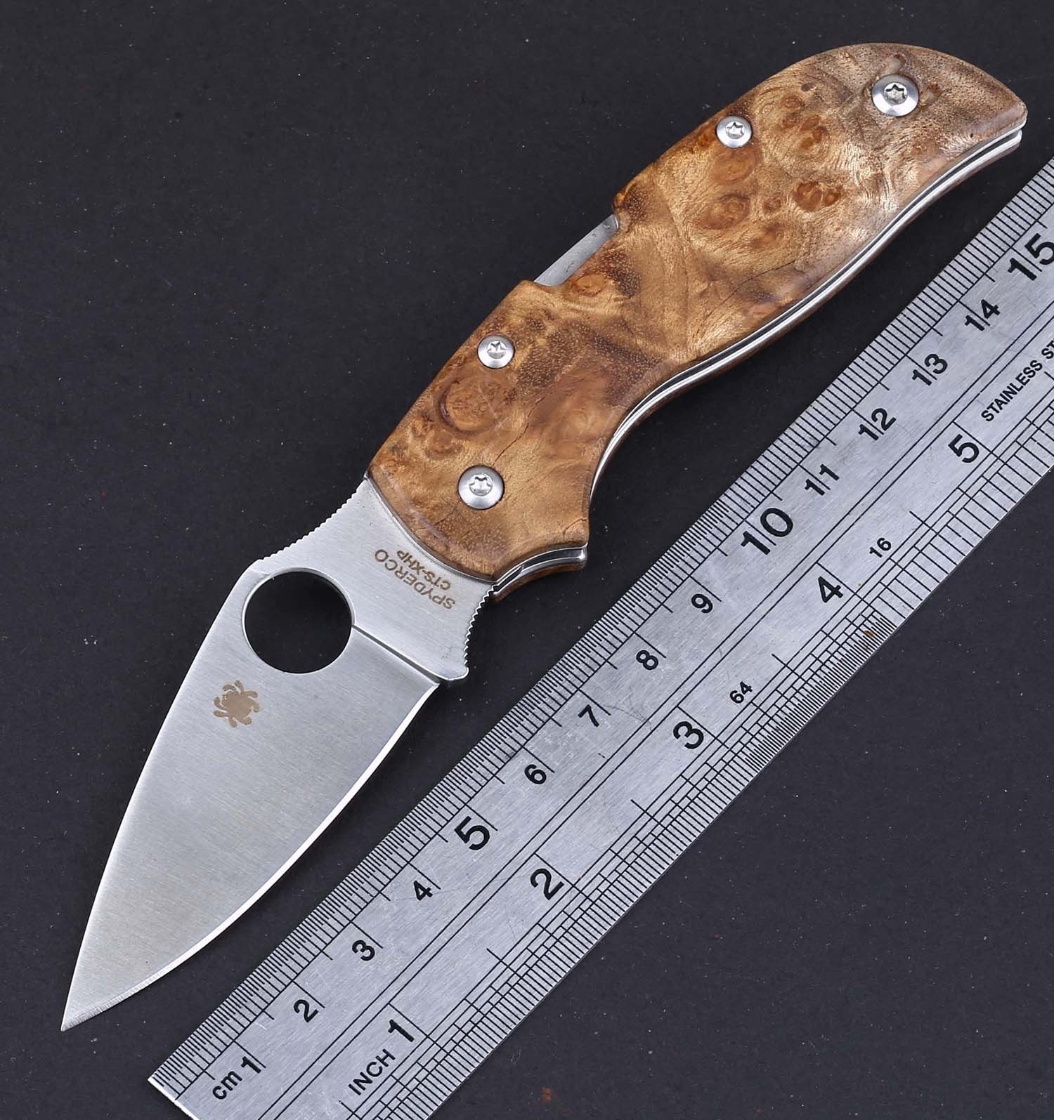 Ebony Wooden Handle D2 Steel Blade Lockback Super Light Weight Edc Pocket Knife