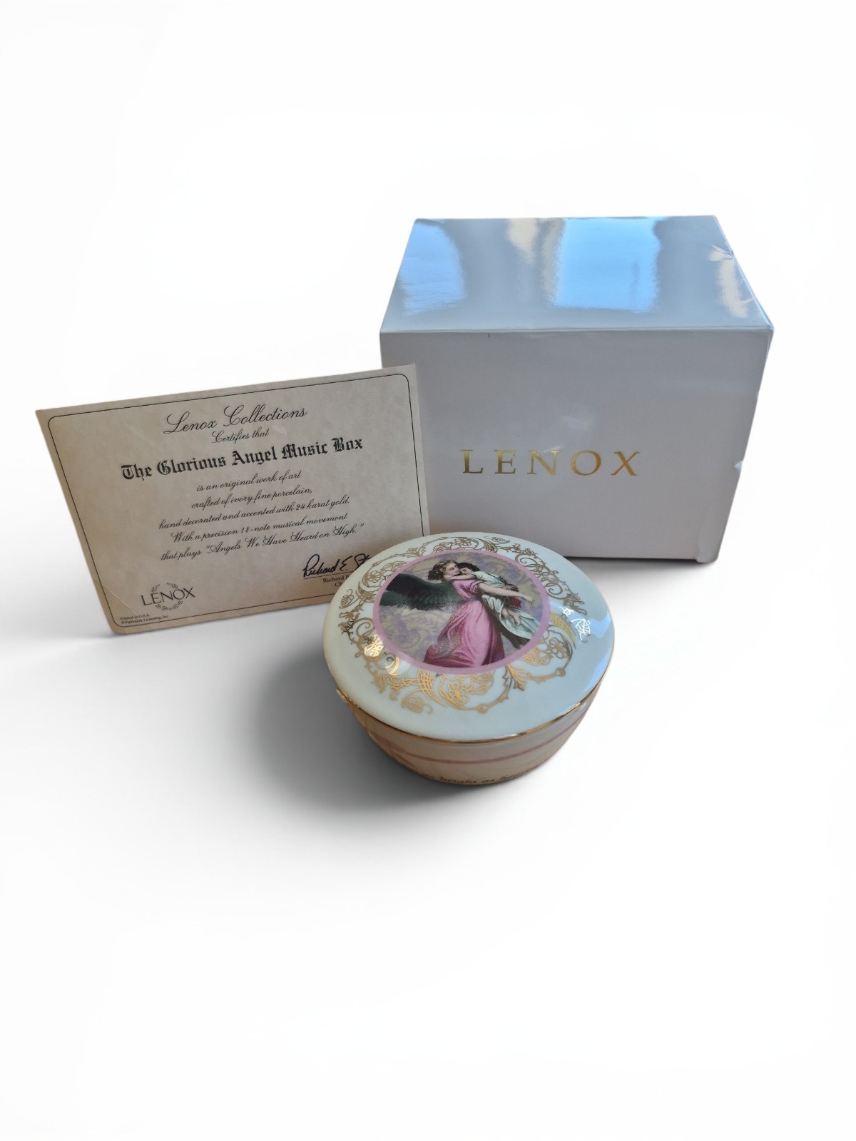Vintage Lenox Christmas Music Box The Glorious Angel Porcelain 24K Gold Trim NIB Vintage Lenox Christmas Music Box The Glorious Angel Porcelain 24K Gold Trim NIB