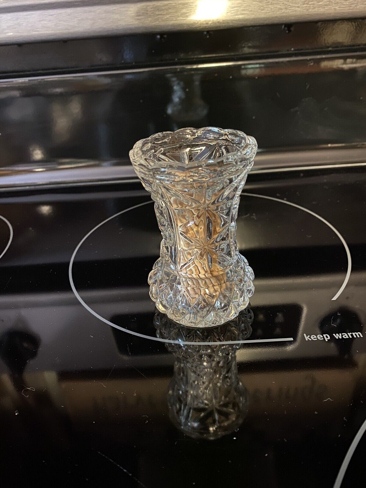 Crystal Glass Toothpick Holder Or Bud Vase 3” Tall