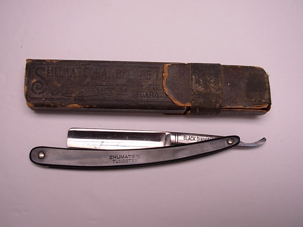 Vtg Black Diamond Silver Steel Co Shumates Tungsten Straight Razor Original Box