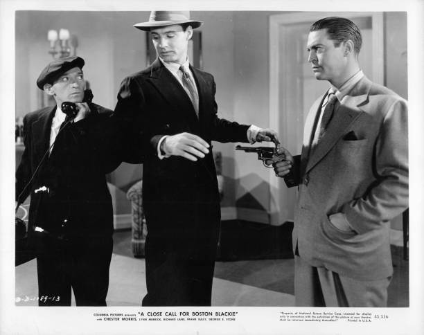 Chester Morris two unknown actors a scene film A Close Call Boston- Old Photo