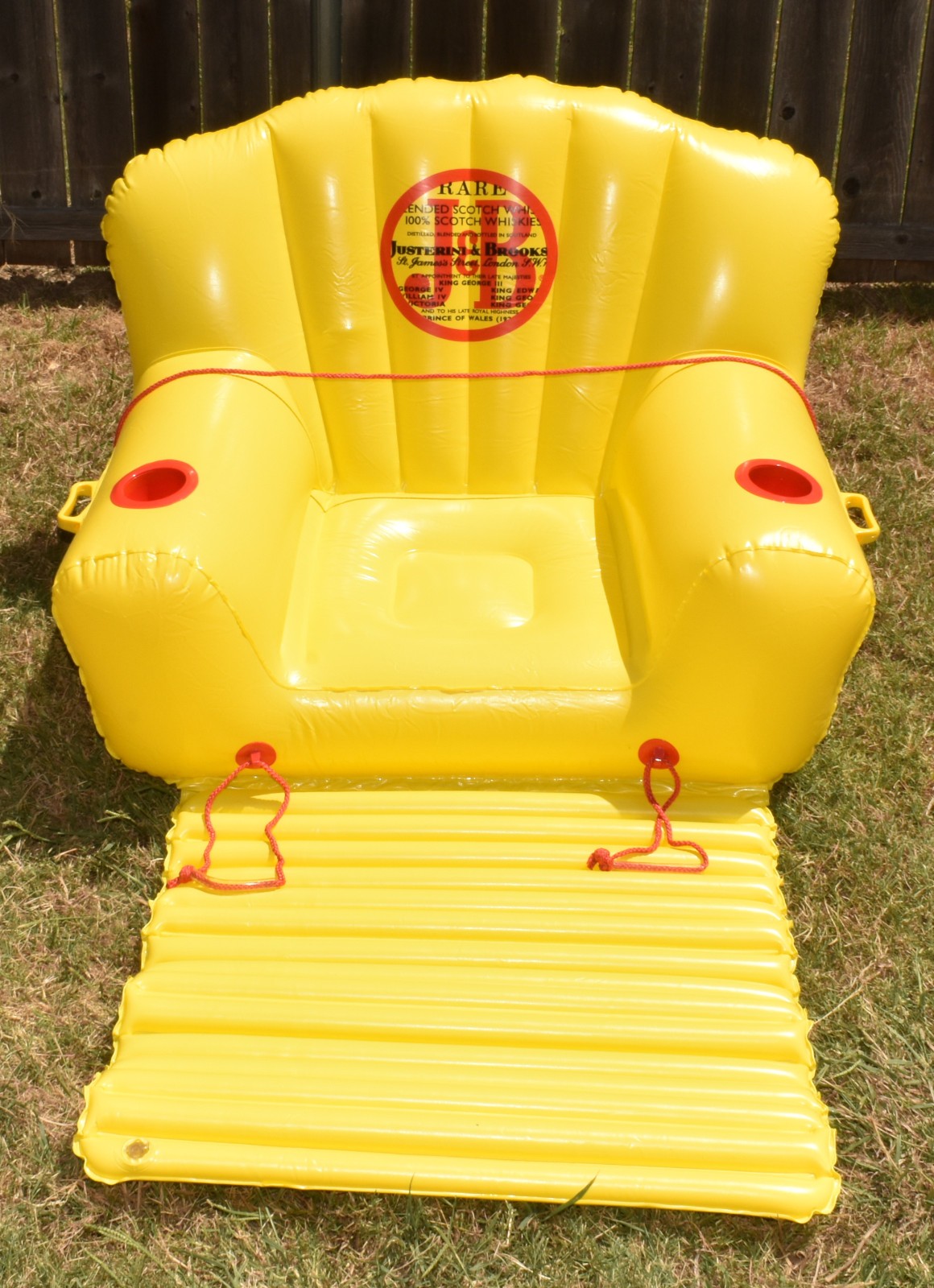 Vtg J&B Inflatable Outdoor Pool Lounge Float w Pump 2 Cup Holders Foot Rest NEW Vtg J&B Inflatable Outdoor Pool Lounge Float w Pump 2 Cup Holders Foot Rest NEW