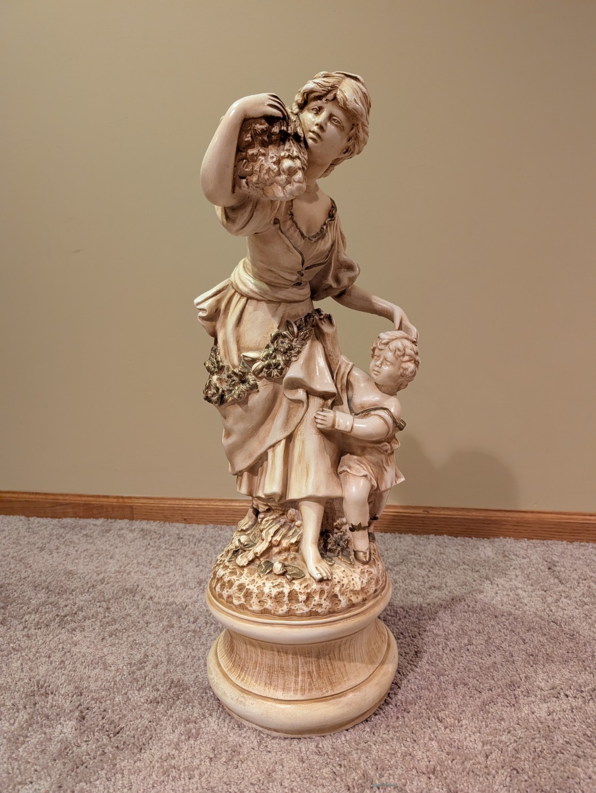 Vintage Marwal Ind. Inc. Chalkware Classical Statue Harvest Mother and Child