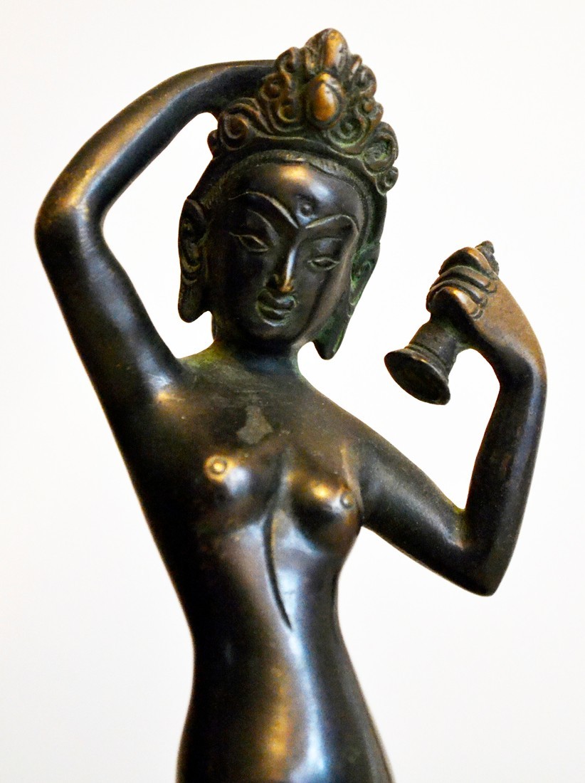 Antique Asian Bronze Hindu Deity  Holding a Bell & Dorje