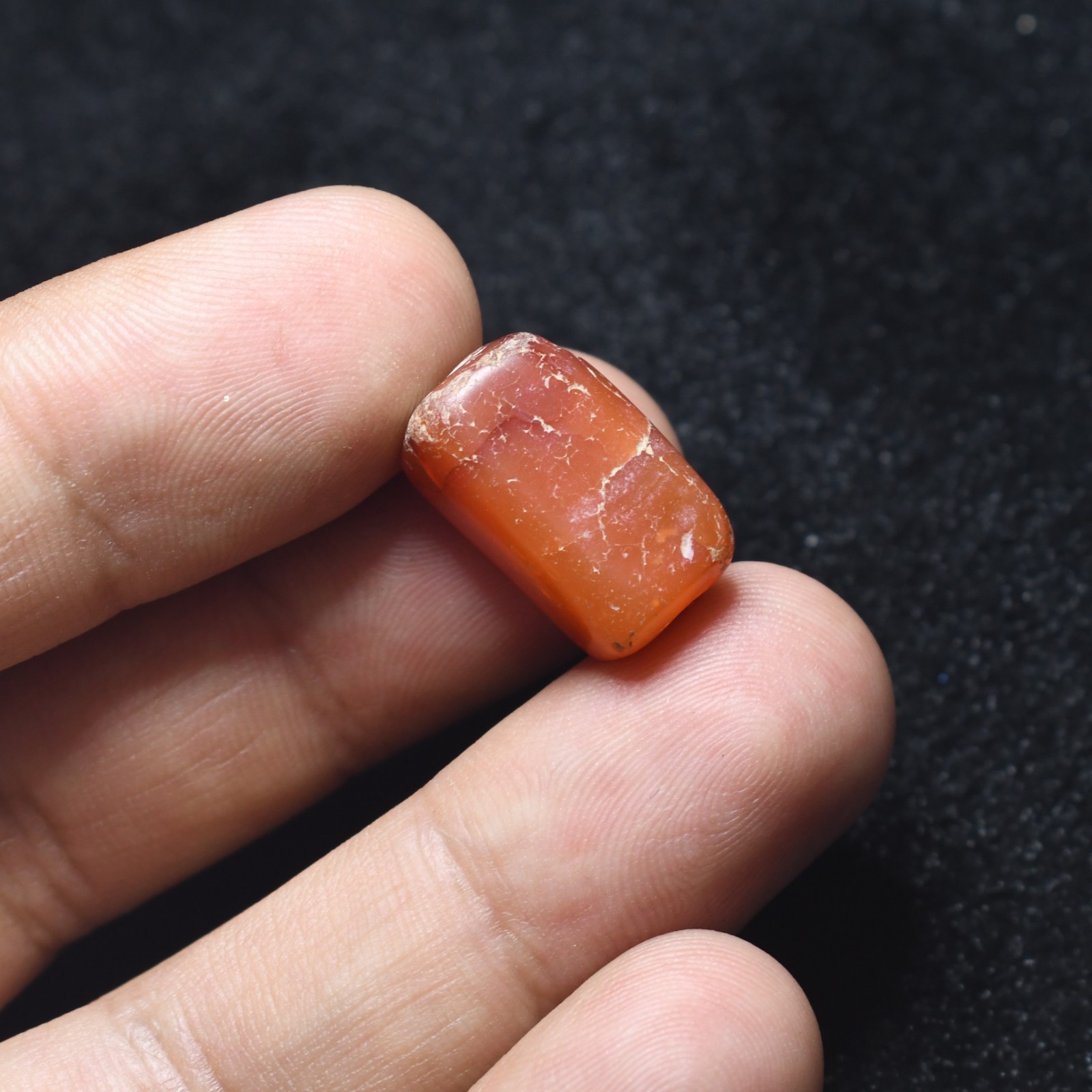 Authentic Ancient Tibetan Himalayan Banded Carnelian Stone Bead with Patina