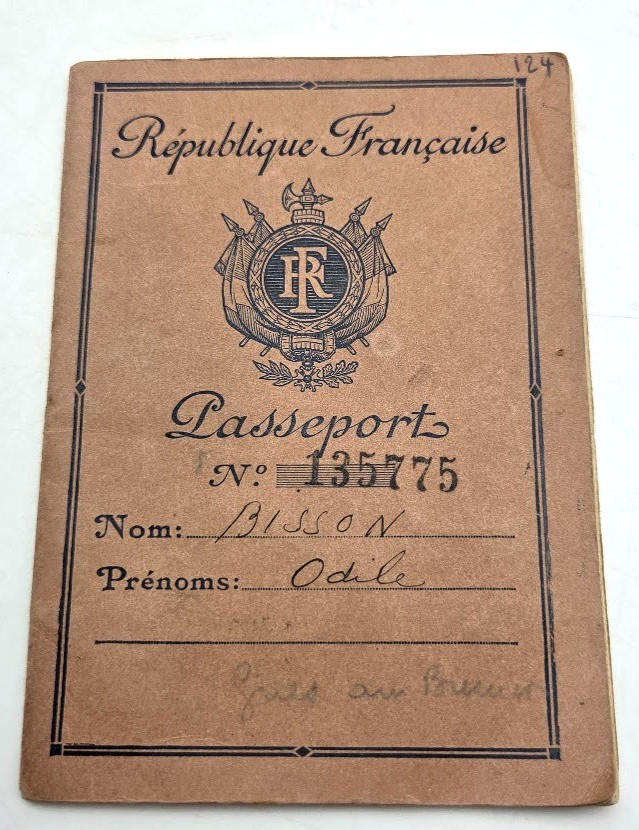 Vintage France Passport 1930s - 50s Expired Visas Stamps Paris Lady Odile Bisson