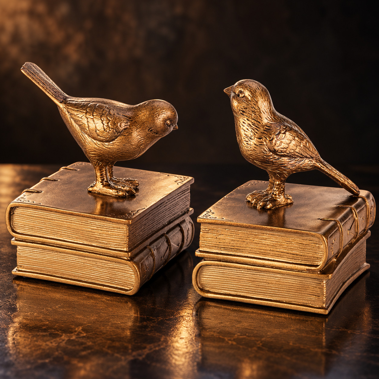 LUXURY BRASS TONE BIRD BOOKENDS PAIR ORNATE RESIN LIBRARY SHELF DECOR LUXURY BRASS TONE BIRD BOOKENDS PAIR ORNATE RESIN LIBRARY SHELF DECOR