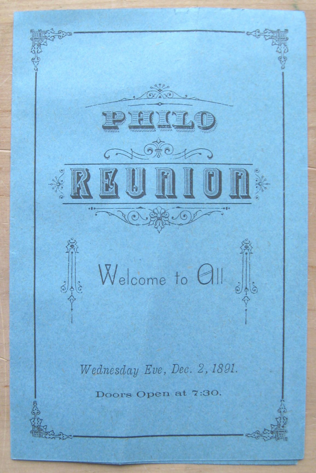 Vintage Antique Ephemera Philo Reunion pamphlet 1891