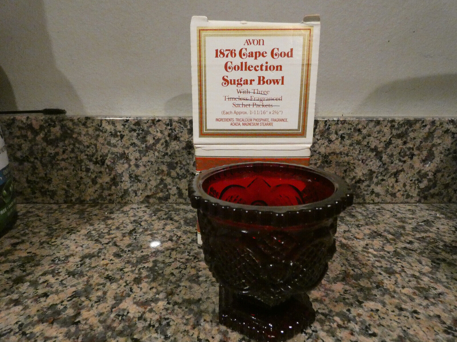  Avon 1876 Cape Cod Ruby Red Footed Sugar Bowl in the box