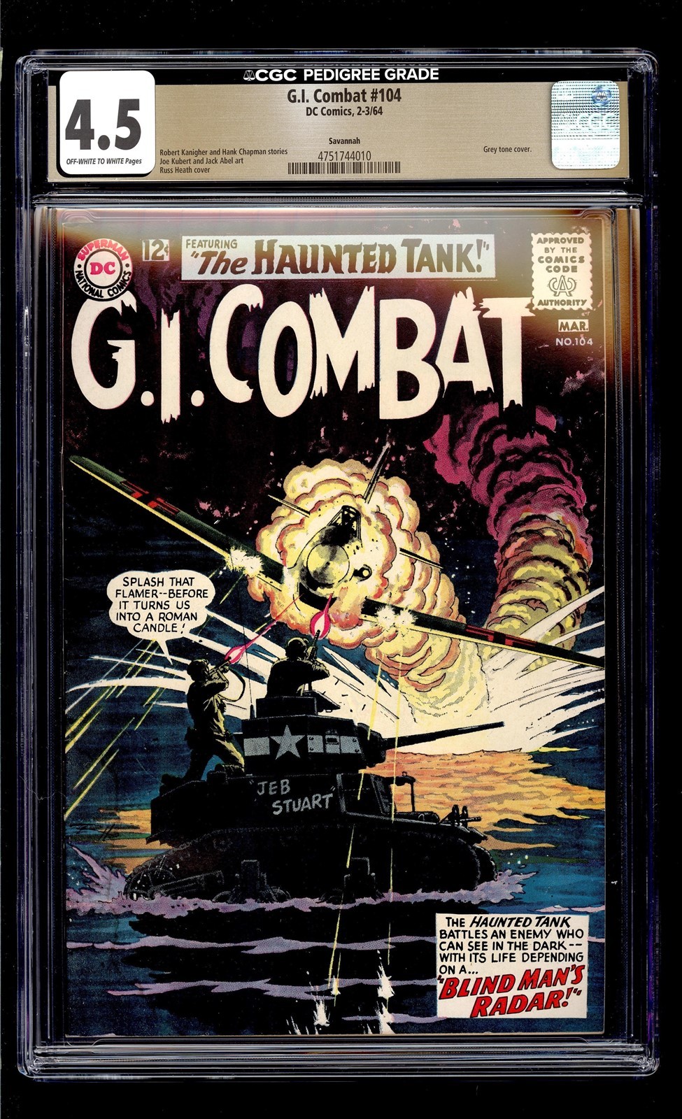 G.I. Combat #104 1964 CGC VG+ 4.5 OW/W Savannah High Definition Scans**