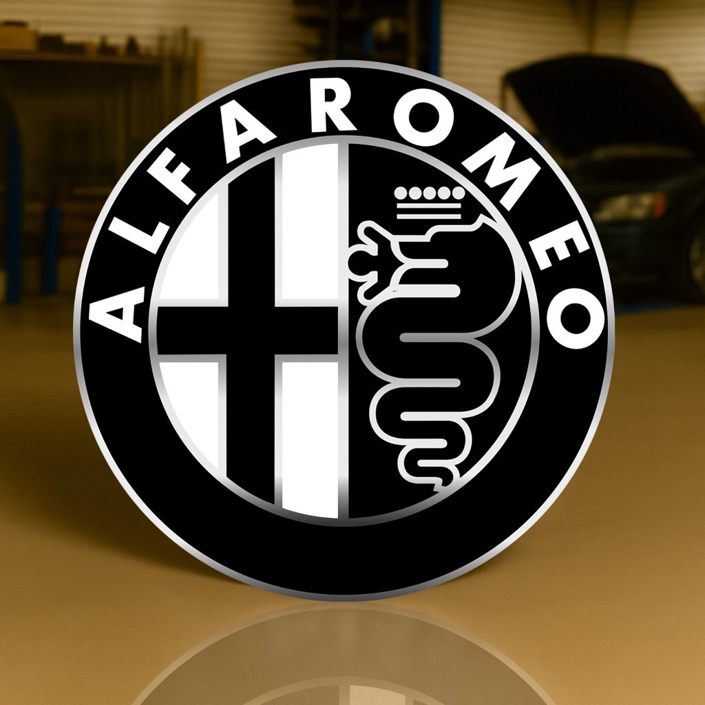 1972 Alfa Romeo Monochrome Logo Heavy Metal Sign XL – 19.7