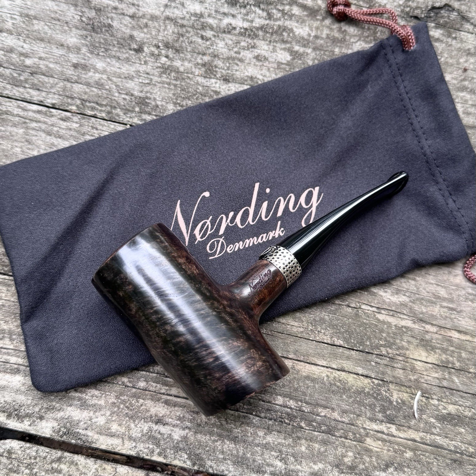 Erik Nording Classic Silver SMOOTH Tall Poker Briar Tobacco Pipe - NEW
