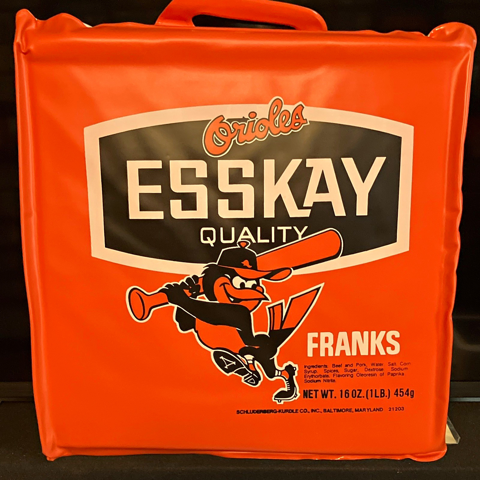 Vintage 1984 Orioles ESSKAY seat cushion. NEW from Case bought at Estate sale Vintage 1984 Orioles ESSKAY seat cushion. NEW from Case bought at Estate sale