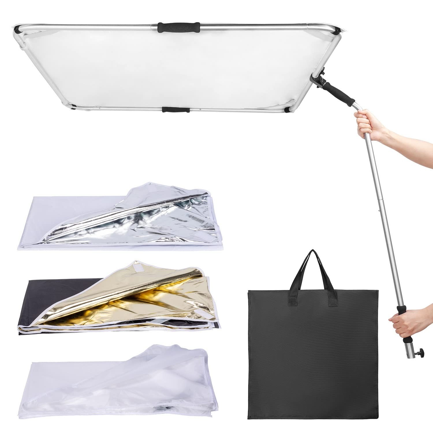 Fomito Portable Hand-held Scrim Flag 39x39 inch / 100x100cm Light Reflector P... Fomito Portable Hand-held Scrim Flag 39x39 inch / 100x100cm Light Reflector P...