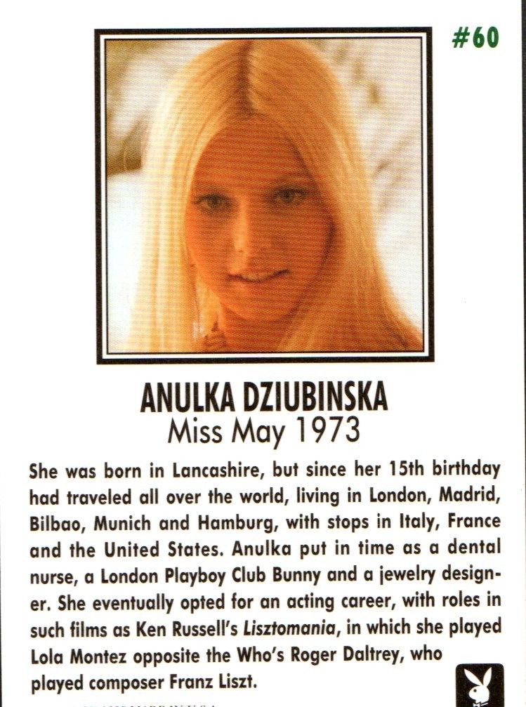 1995 Playboy Centerfold Card # 60 May 1973 Anulka Dziubinska
