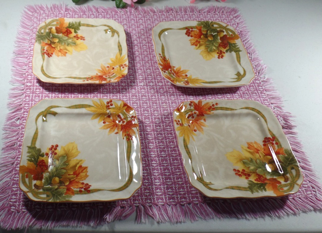 222 Fifth Autumn Celebration 4 Square Appetizer Plates 222 Fifth Autumn Celebration 4 Square Appetizer Plates