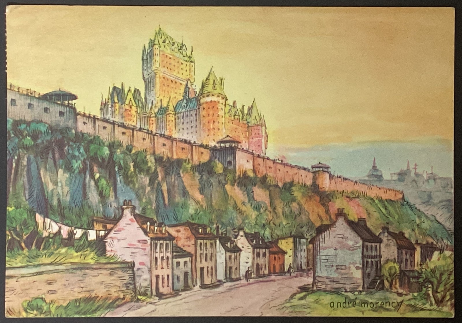 Fairmont Le Château Frontenac Hotel Quebec Canada Vintage Art Postcard Posted