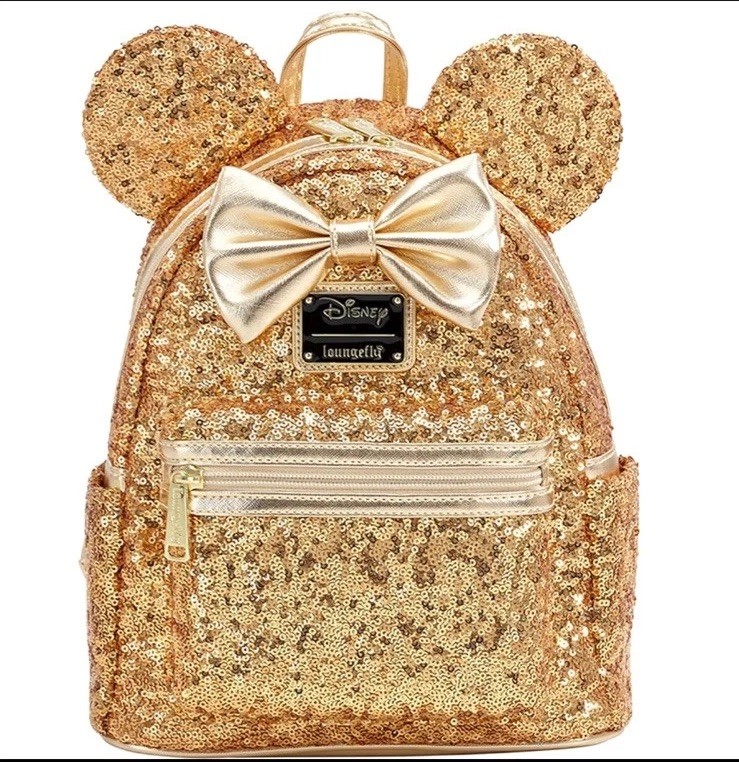 Loungefly X Disney Parks Hidden Minnie Mouse Gold Sequin Mini Backpack - NWT Loungefly X Disney Parks Hidden Minnie Mouse Gold Sequin Mini Backpack - NWT