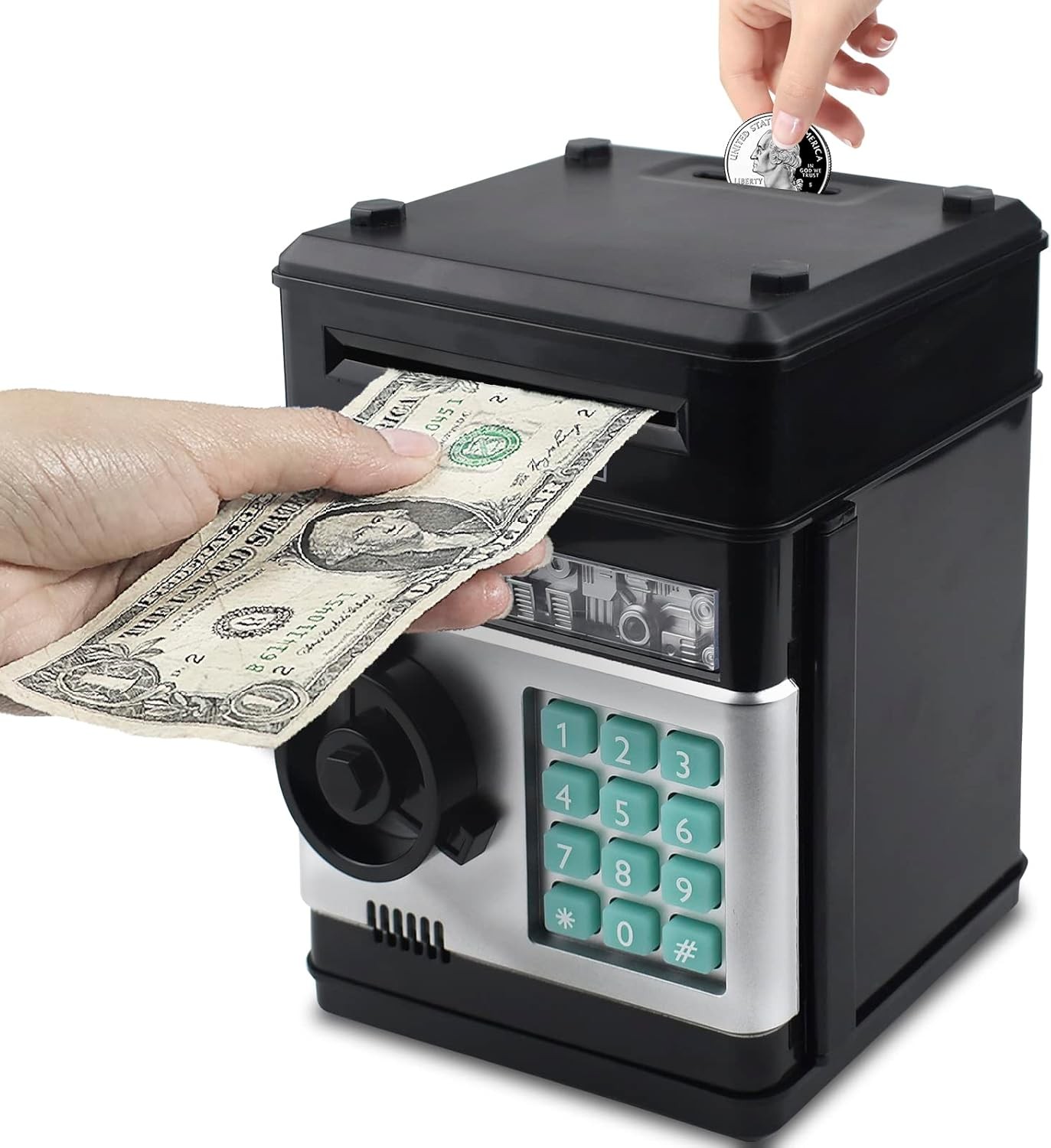 Piggy Bank, Electronic Password Code Money Bank ATM Bank Box Coin Bank (Black)