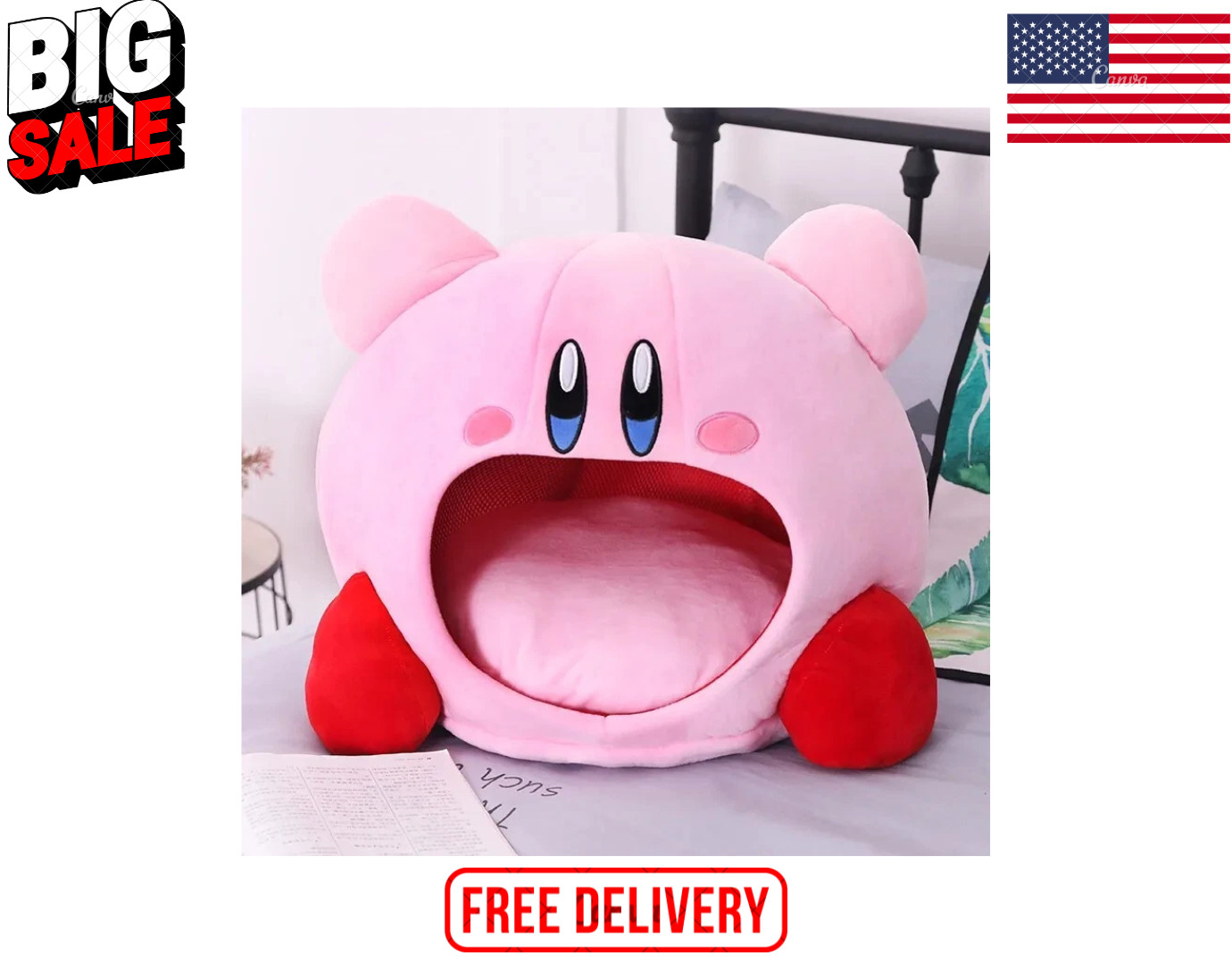 Super Kawaii Game Kirby Siesta Toe Box Plush Soft Sleep Pillow Cosplay Gifts Toy