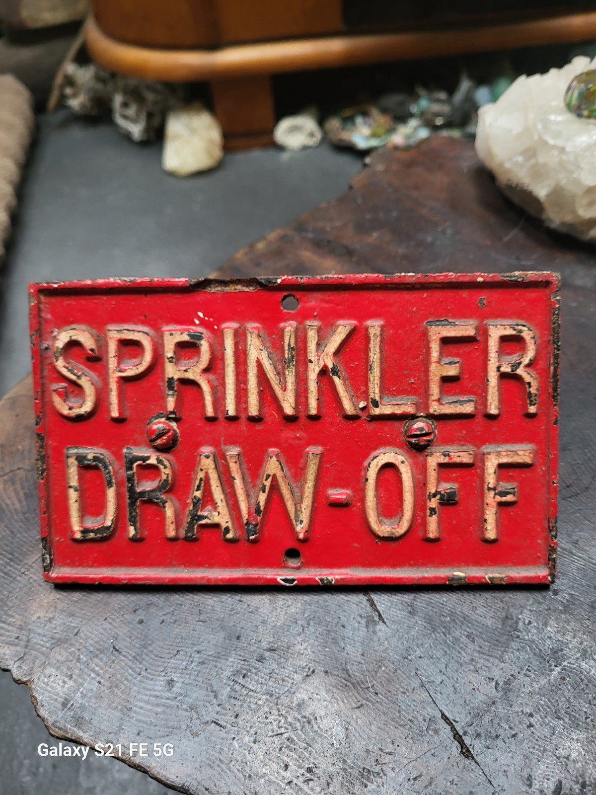 Antique Early 1900 Grinnell Gamewell Emergency Sprinkler Painted Iron Fire Sign 