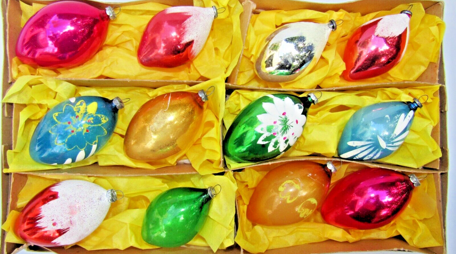 Lot Vintage Blown Glass Pictured DROP Snow Cap Christmas Ornaments Japan