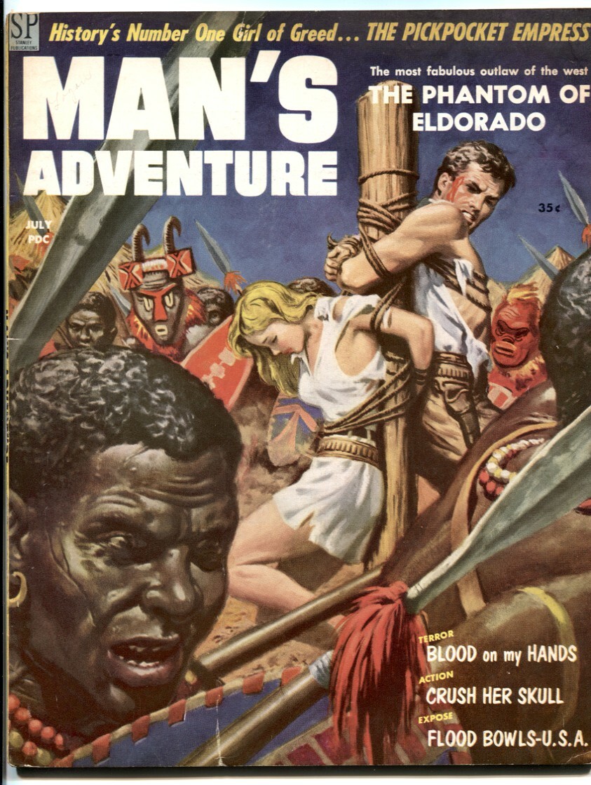 Man\'s Adventure July 1958- Crush Her Skull- bondage cover FN-