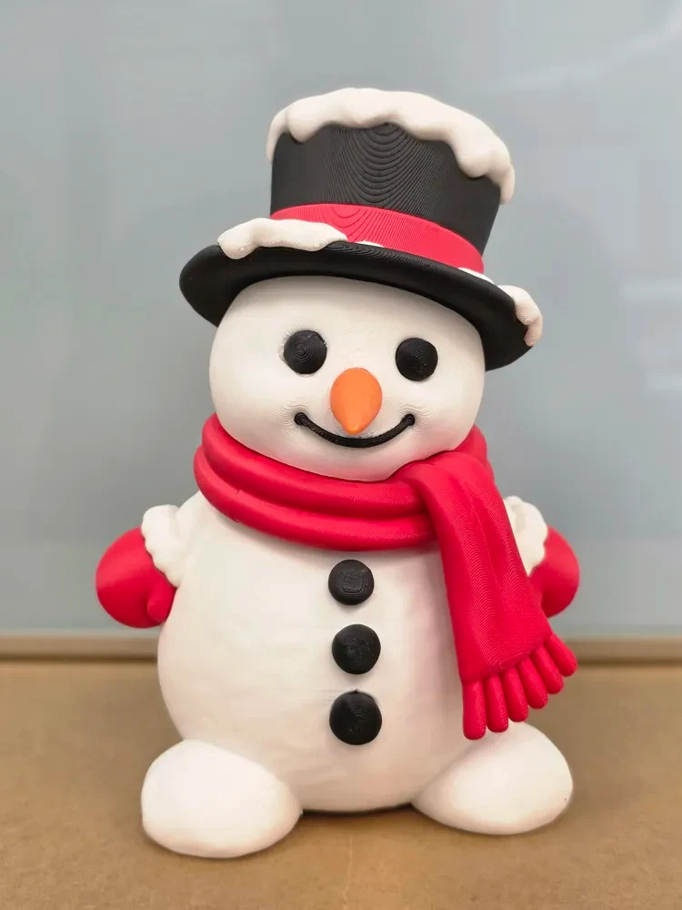 Christmas Snowman Figurine with Top Hat Red Scarf Holiday Tabletop Decoration