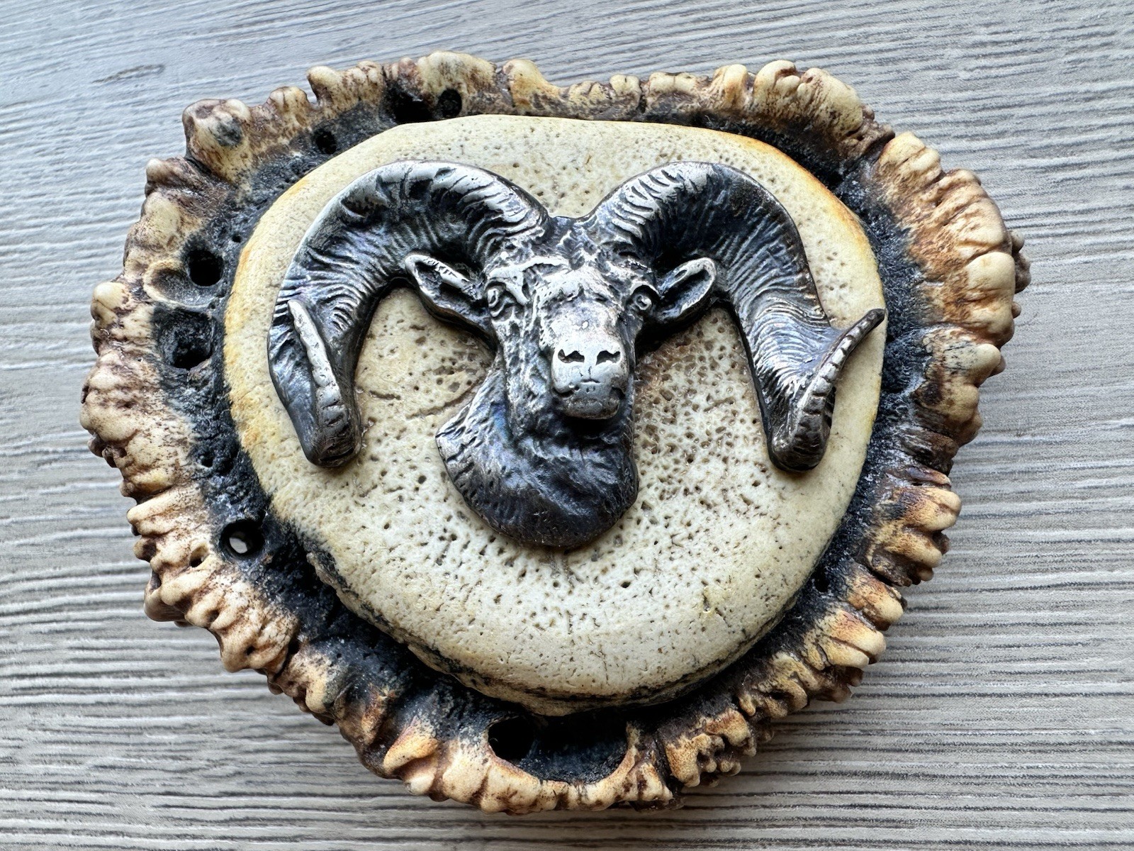 Vintage Ram Head Antler Belt Buckle Vintage Ram Head Antler Belt Buckle