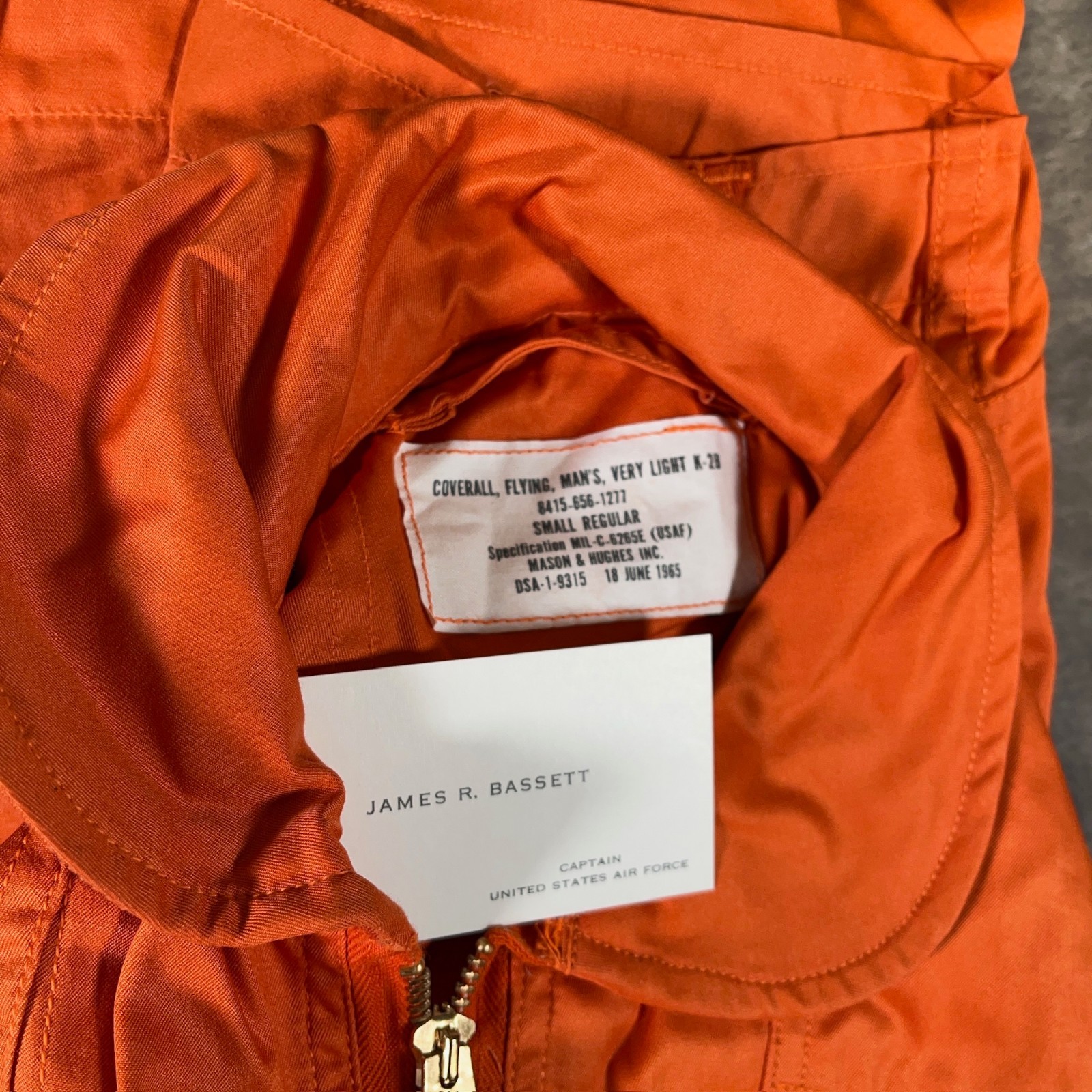 Vintage NOS 1965 USAF K-2B Flight Suit Small Regular Vietnam Era Orange