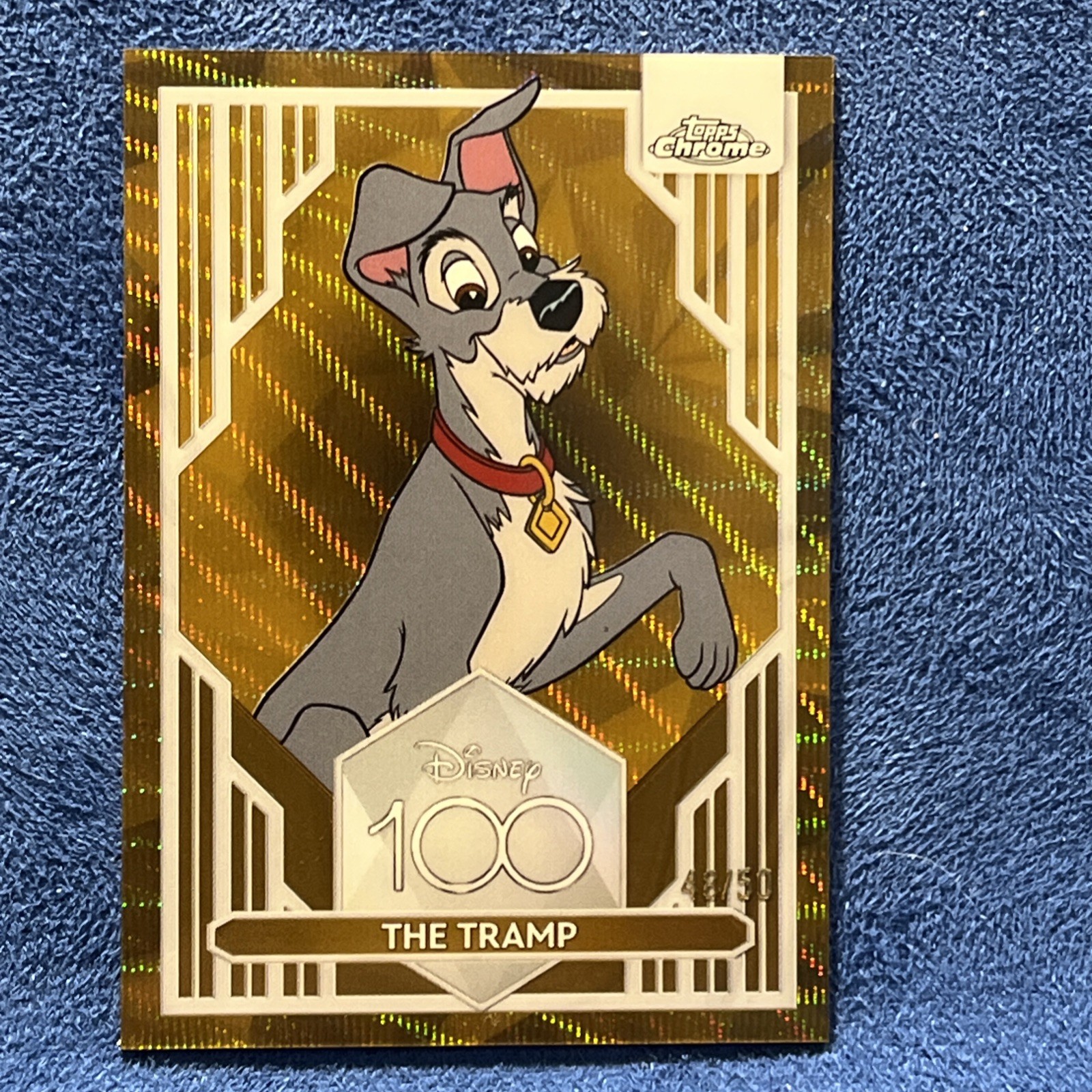 2023 Topps Chrome Disney 100 The Tramp Gold Wave Refractor #77 48/50