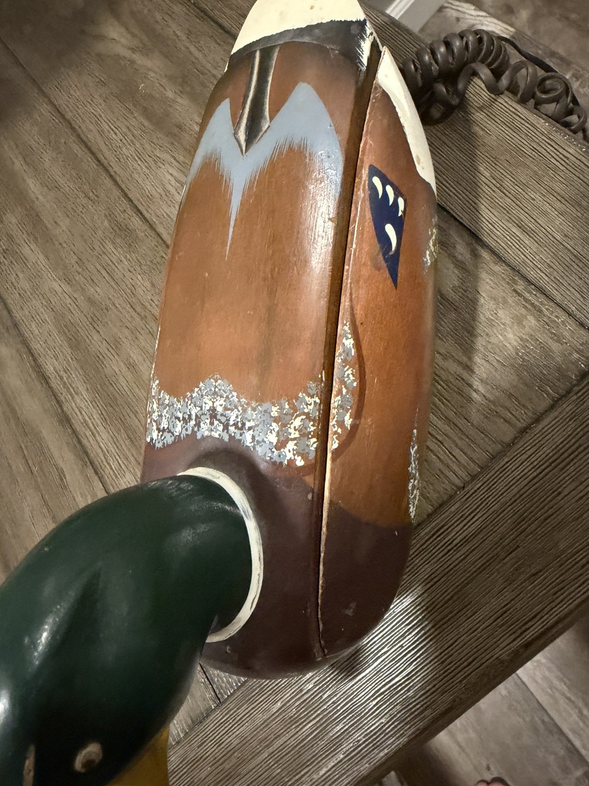 Vintage TeleMania Mallard Duck Wood Decoy Landline Telephone Phone Untested