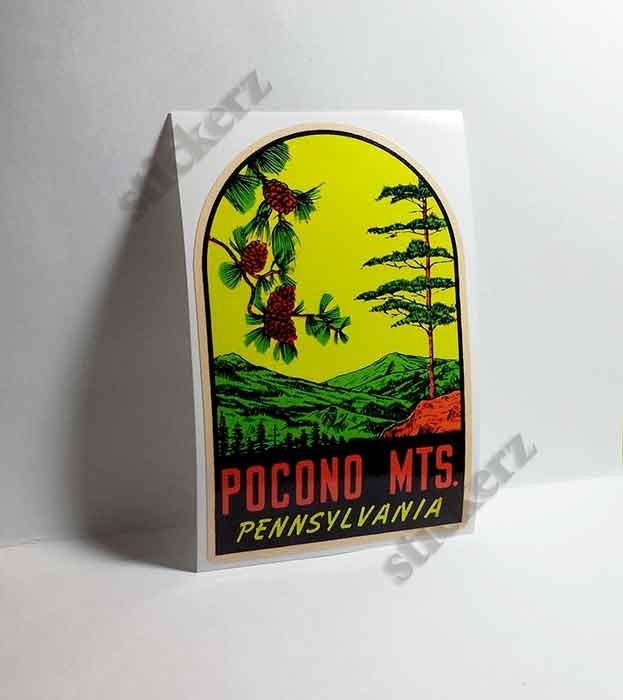 Pennsylvania Pocono Mts Vintage Style Travel Decal / Vinyl Sticker,Luggage Label Pennsylvania Pocono Mts Vintage Style Travel Decal / Vinyl Sticker,Luggage Label