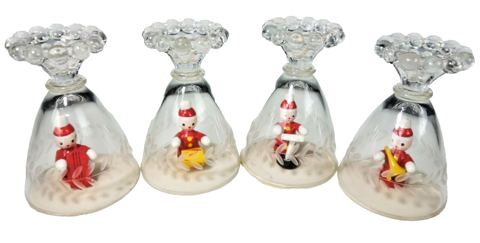 4 Homemade Vtg Holiday Decor Wood Glass Music Choir Christmas Carol