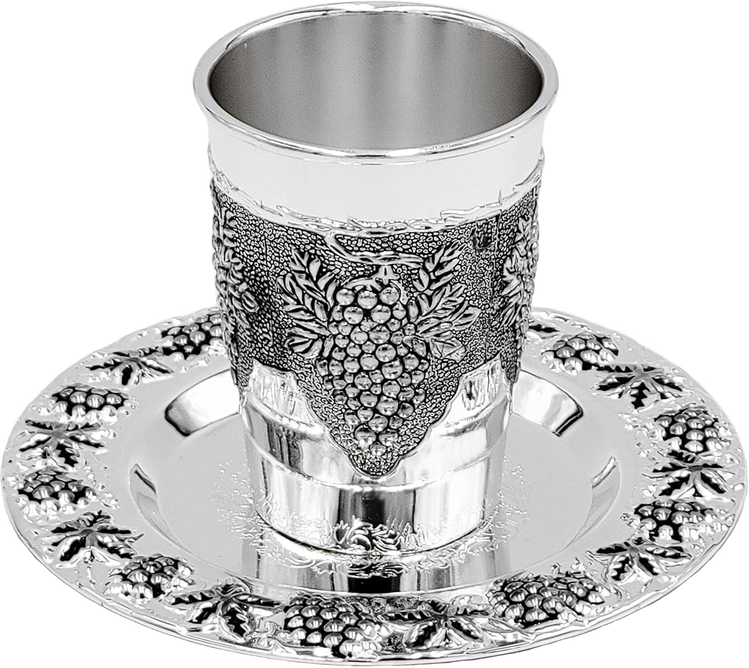 The Dreidel Company Kiddush Cup Grape Design, Premium Quality Silver Plated Gobl The Dreidel Company Kiddush Cup Grape Design, Premium Quality Silver Plated Gobl