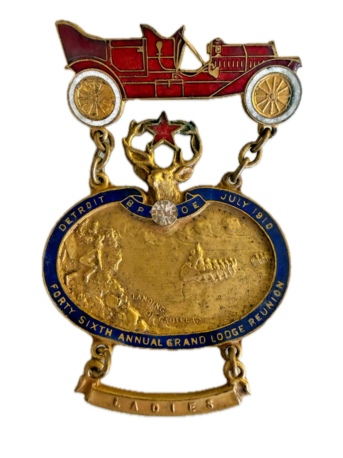 1910 Elks Grand Lodge Reunion Badge Automobile Theme 1910 Elks Grand Lodge Reunion Badge Automobile Theme