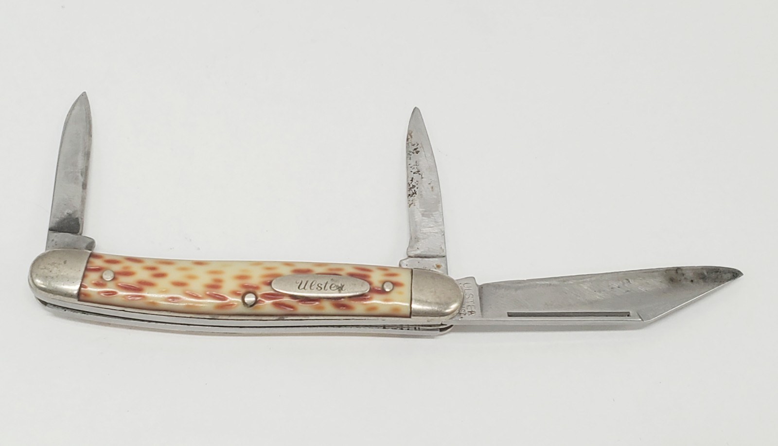 Vintage Ulster 3 Blade Pocket Knife White Amber Bone New York NY Folding Knife Vintage Ulster 3 Blade Pocket Knife White Amber Bone New York NY Folding Knife