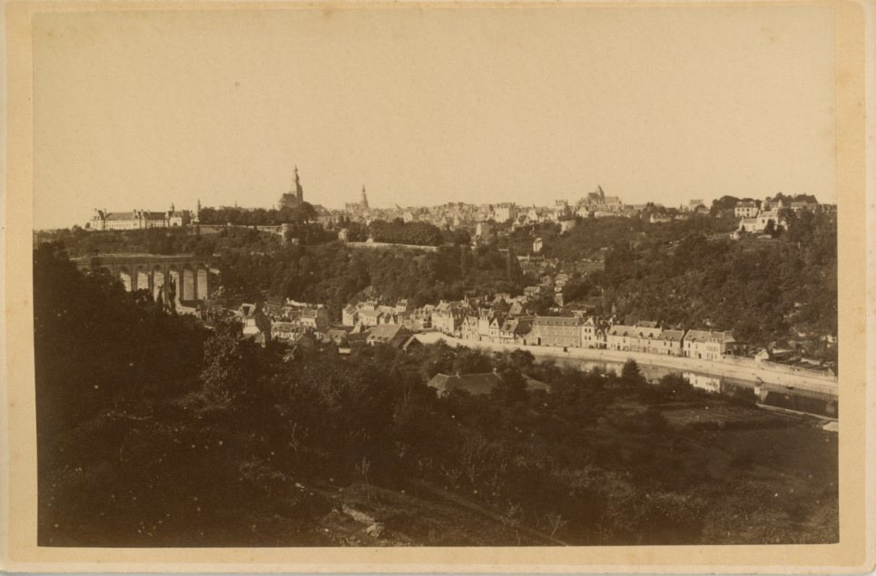 E. Oblin, France, Dinan, general view vintage albumen print, cabinet card shooting E. Oblin, France, Dinan, general view vintage albumen print, cabinet card shooting