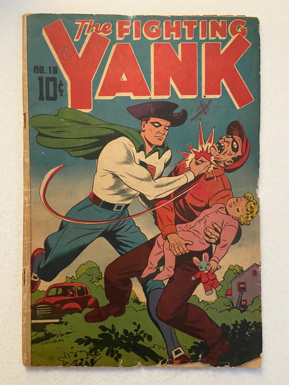 THE FIGHTING YANK #18 Alex Schomburg Nedor 1946 CLASSIC KIDNAPPING ISSUE
