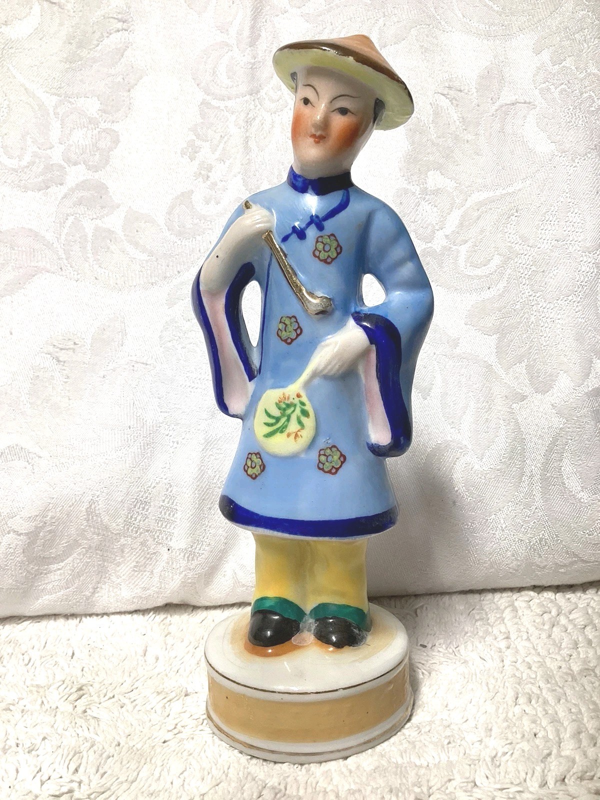 Vintage Moriyama Man With Tobacco Pipe & Fan 7.5\