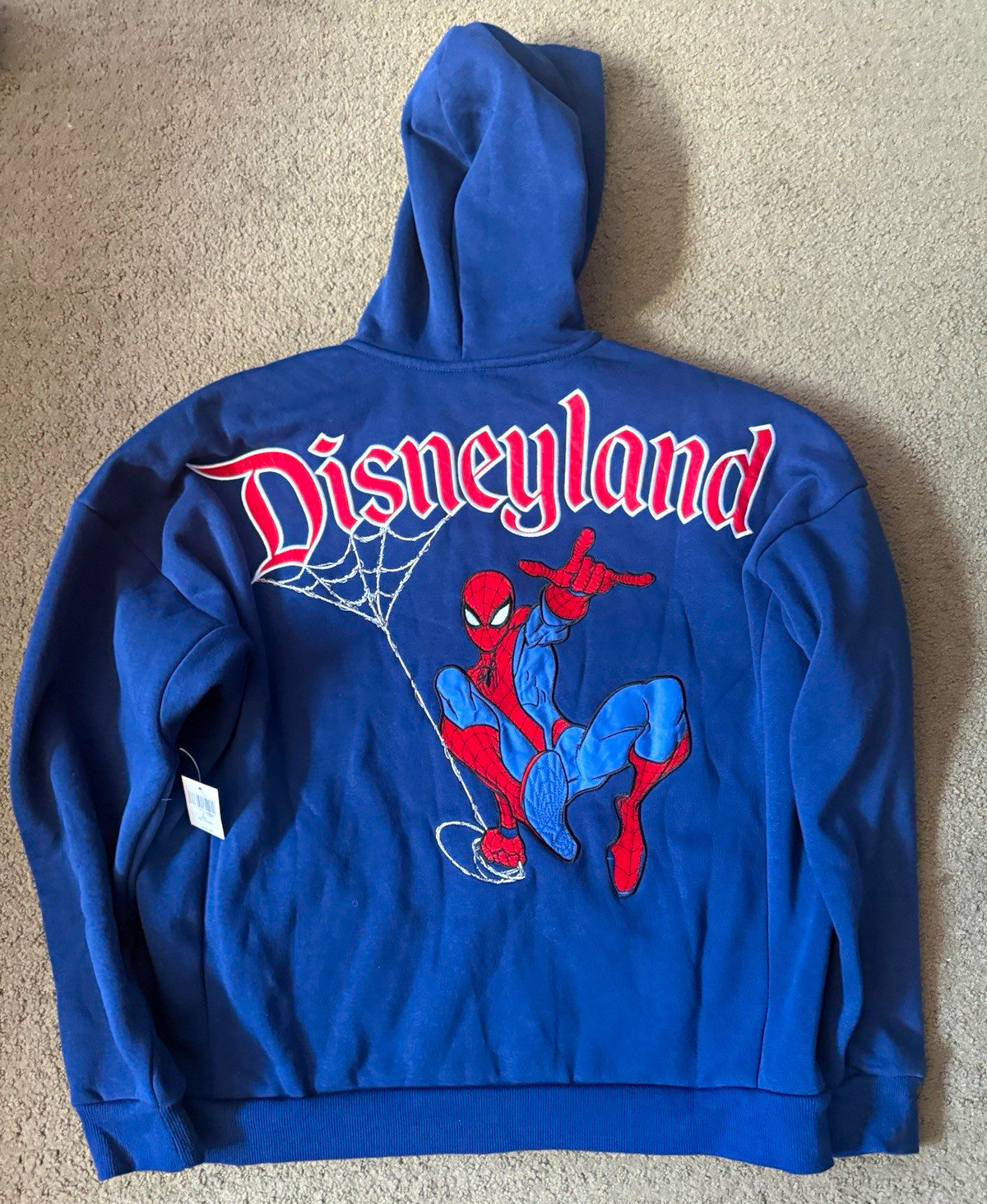 Disneyland Spider-Man Blue Zip-Up Hoodie Jacket Sweatshirt Adult Medium